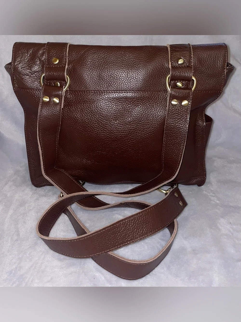 VereVerto NWOT Repetto Brown Pebble Leather Convertible Backpack Messenger Bag